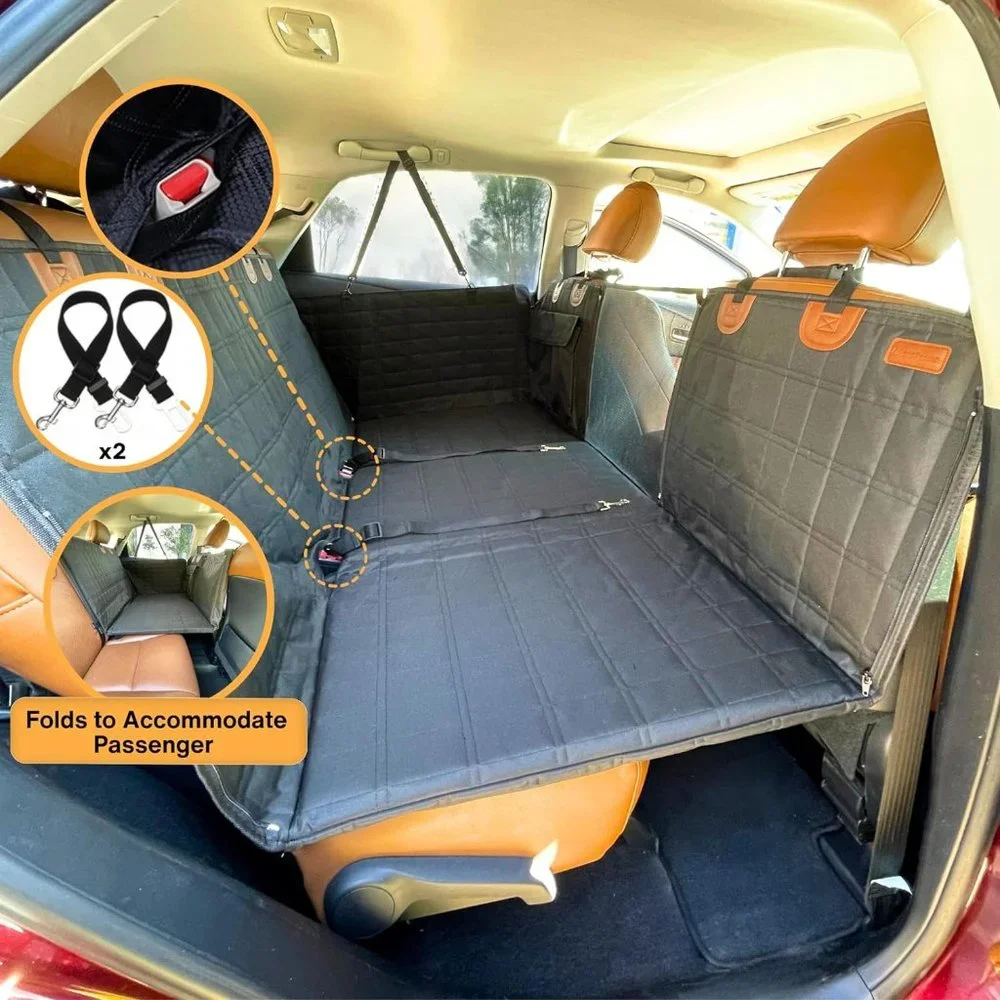 Dog Back Seat Extender - Waterproof Mesh Platform for Cars, Trucks, SUVs